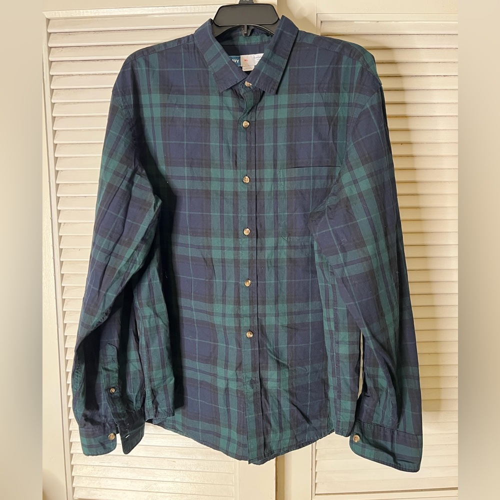 Casual Button Down | Blue/Green | XL